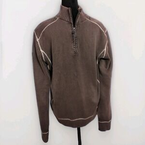 BKE Buckle Sweater Men's XL Brown Long Sleeve 1/4 Zip Stretch Top Preppi EUC